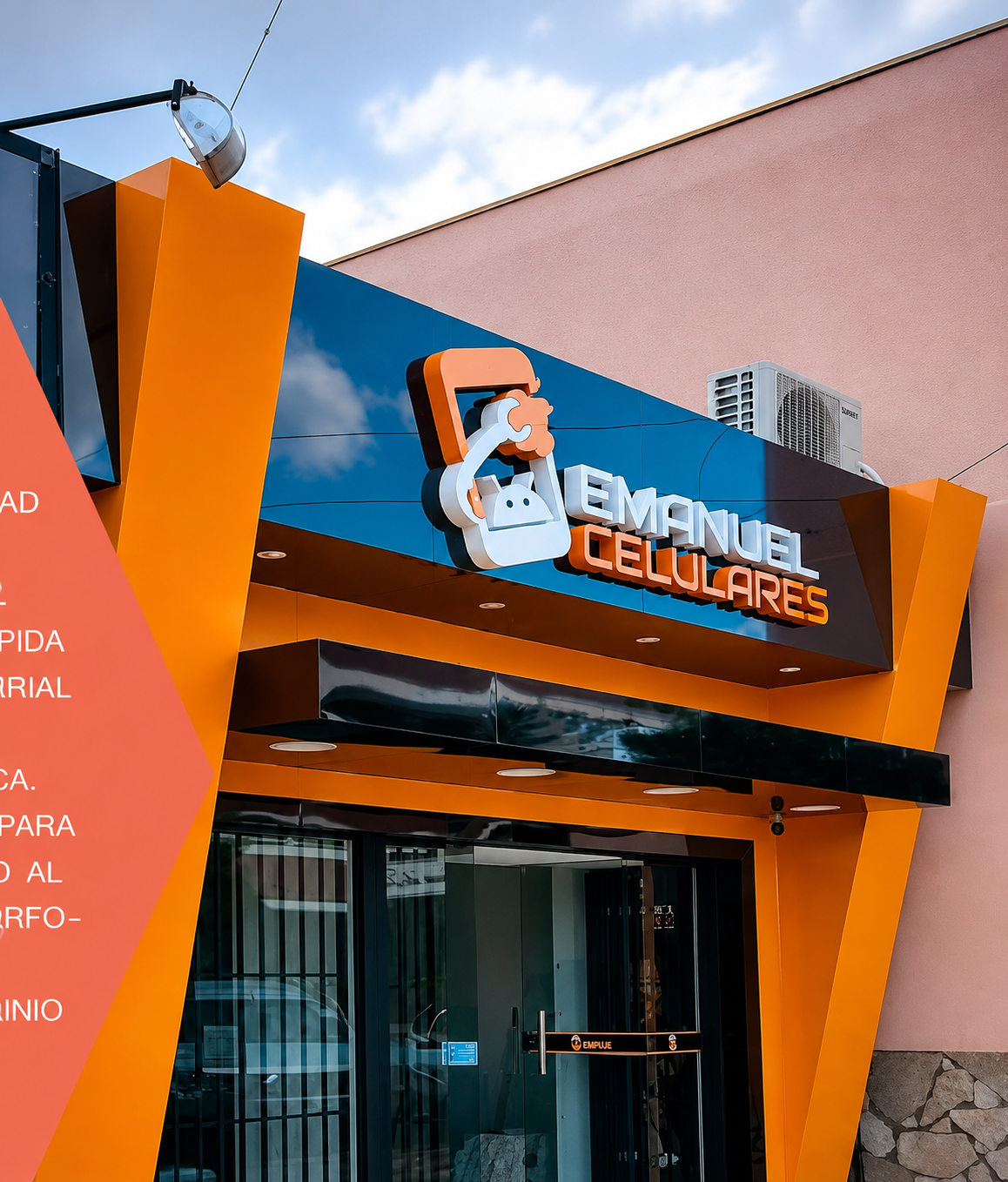 Fachada en aluminio compuesto para Emmanuel Celulares